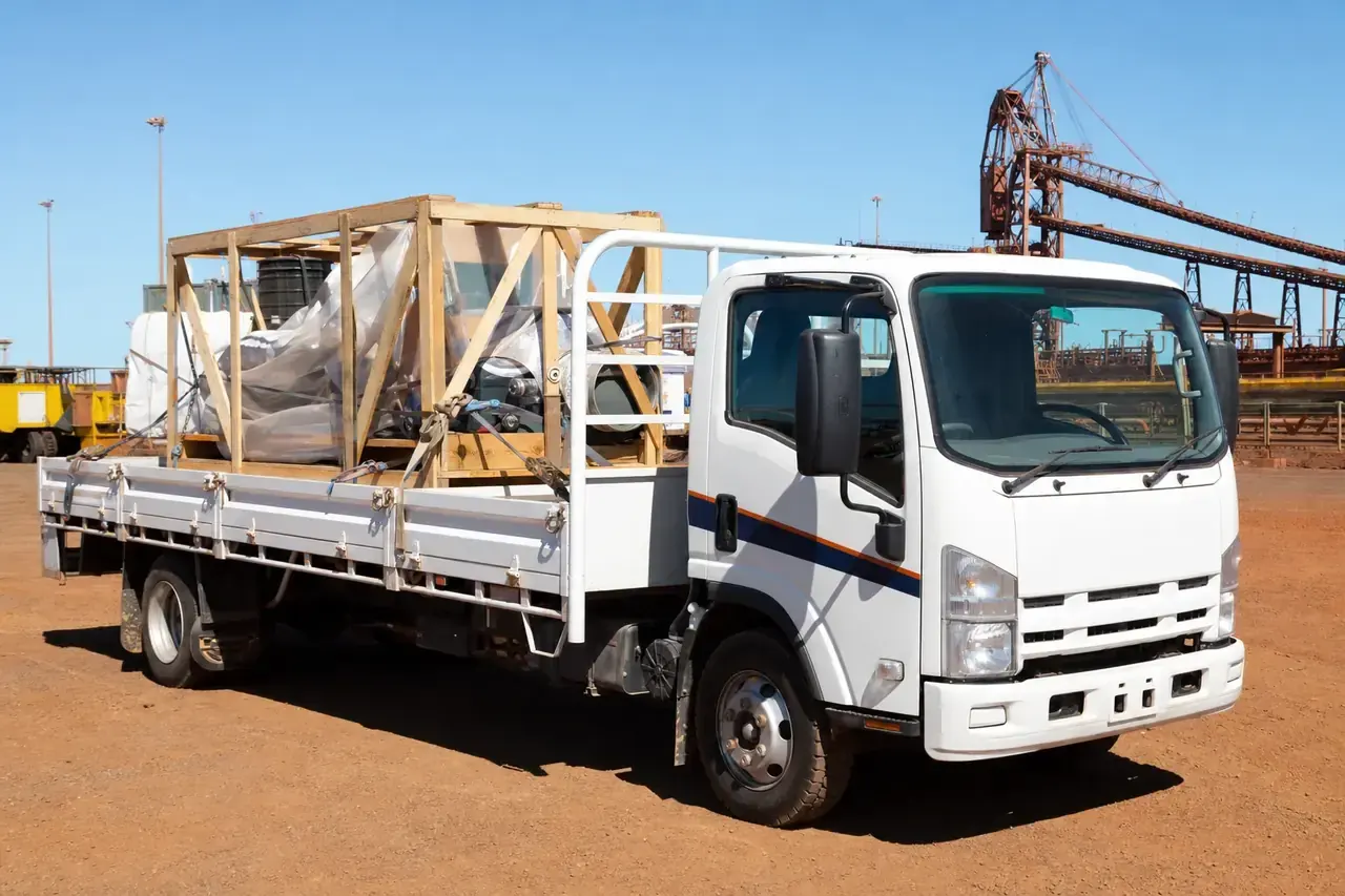 3-5 tonne hotshot truck loaded with mining equipment at Port Hedland, WA